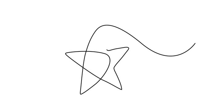 Self animated continuous one line drawing of a star shape. One line Drawing or illustration of a star, Hand drawn star Video animation, Animated One continuous line draw