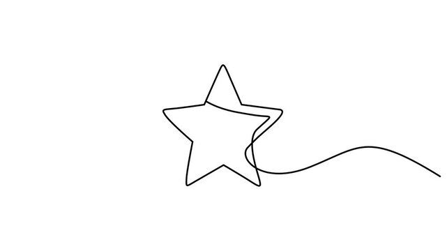 Self animated continuous one line drawing of a star shape. One line Drawing or illustration of a star, Hand drawn star Video animation, Animated One continuous line draw