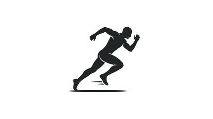 Fototapeta premium Silhouette of a male athlete running fast forward motion.