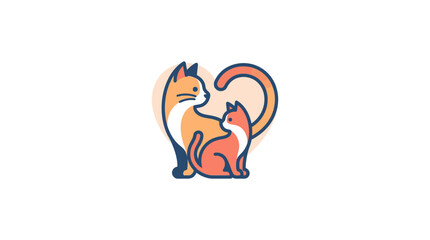 Cute Cat Family Silhouette Heart Shape Logo Icon © Nur Solihin