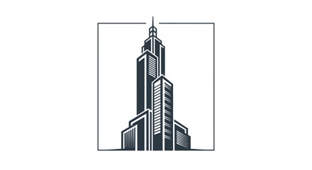 Obraz premium Architectural Illustration of a Modern Skyscraper Building in a Simple Geometric Style