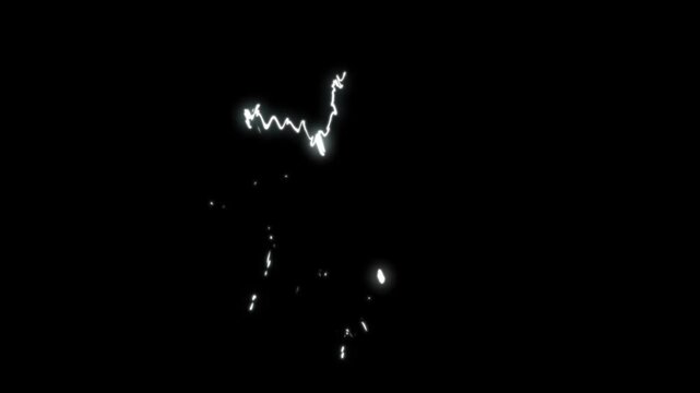Lightning flash Thunderbolt Cartoon scribble 2d animation.spark effect on black background, 4k animation video.Thunderstorm with flashing lightning thunderbolt