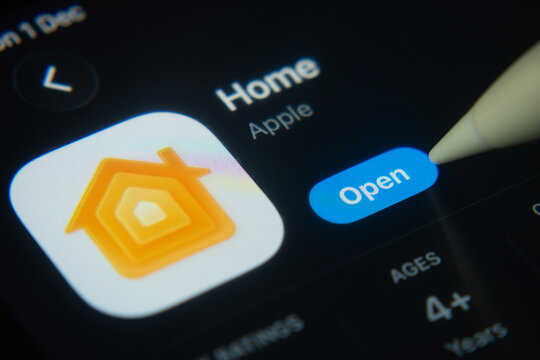 Dhaka, Bangladesh- 01 Dec 2025: A close-up of the Apple home app icon in the App Store on an iPad screen.