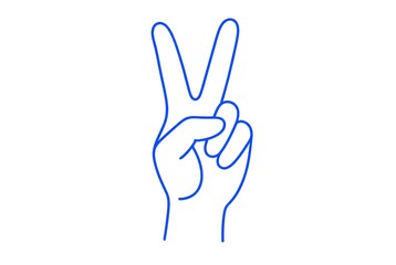 Fototapeta premium Hand drawn blue line art illustration of a peace sign gesture