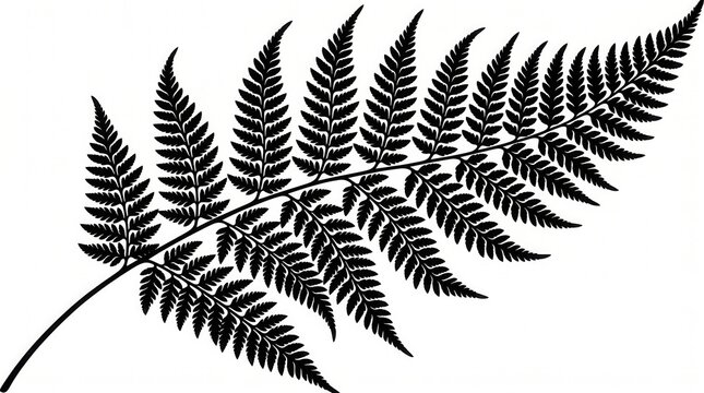 Black fern leaf silhouette vector illustration isolated on white background