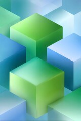 Obraz premium blue and green gradient background with cubes