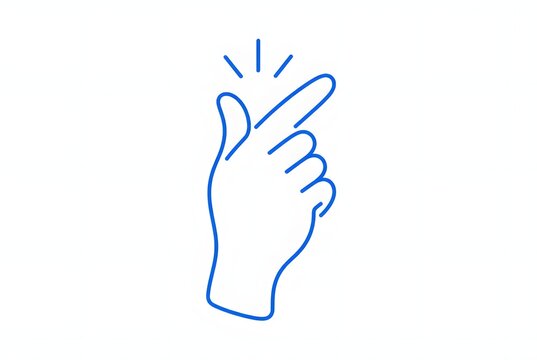 Blue line art hand drawing finger snap gesture with motion lines