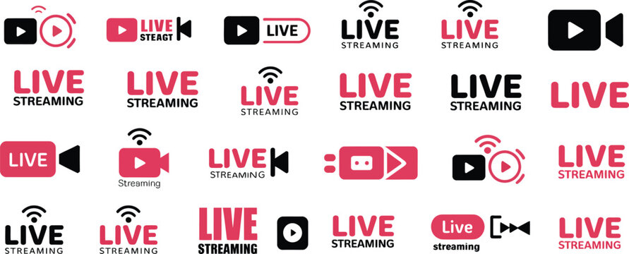 live streaming logo set for social media channels and branding