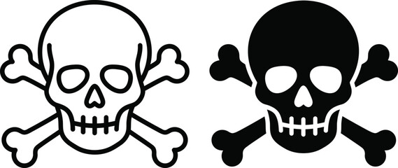 Obraz premium Skull and crossbones icon set, vector illustration of poison sign