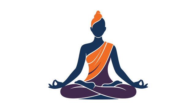 Stylized silhouette of a person meditating in lotus pose with hands in mudra