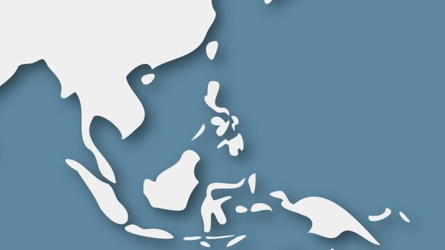 Philippines Highlighted on World Map, Southeast Asia Island Nation Location Illustration