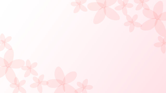 手描き花フレーム背景 淡いピンクグラデーション 横長 16:9