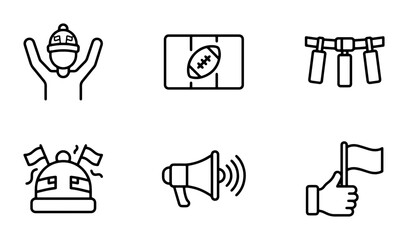 Fototapeta premium American Football Fan Icons: Game Day Celebration & Sports Support Vector Graphics Set