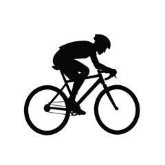 Naklejka premium Silhouette of a cyclist riding a mountain bike isolated on white background