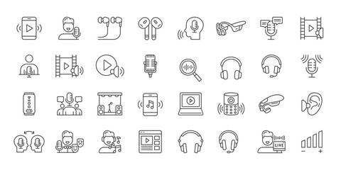 Naklejka na ściany i meble Sound Volume icons in line design. sound, volume, audio, speaker, music, control, media on white background vector. Sound Volume editable stroke icon