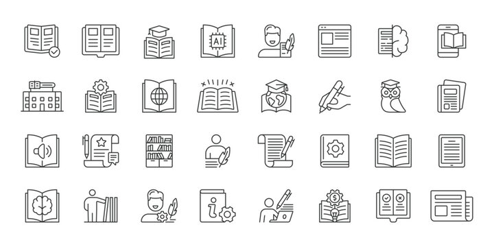 Book Literature icons in line design. book, literature, reading, library, education, story, knowledge on white background vector. Book Literature editable stroke icon
