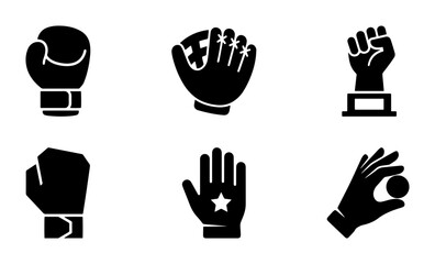 Fototapeta premium 6 Sports Hands Silhouette Icons for Athletic Competition and Games