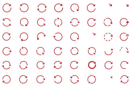 Circular rotation arrow icon set with degree angles clockwise and counterclockwise, vector illustration
