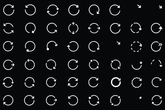 Circular rotation arrow icon set with degree angles clockwise and counterclockwise, vector illustration
