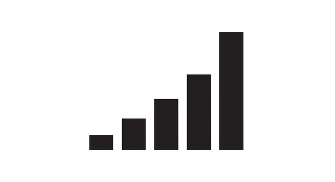 Ascending bar graph silhouette on a white background