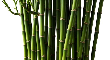 Fototapeta premium Bamboo stalks on white background green.
