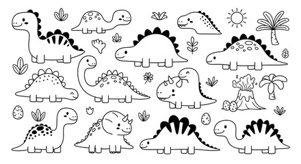 Cute Hand Drawn Dinosaur Collection for Kids. © dada