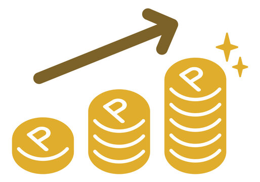 ポイントコイン増加アイコン ポイント還元と資産アップのイラスト素材　Point Coin Growth Icon Reward Increase Illustration Design
