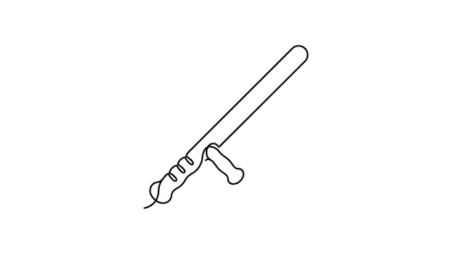 Continuous single line drawing of a police tonfa baton.