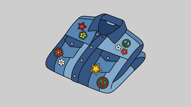 Upcycled Denim Jacket Decorated with Embroidered Patches