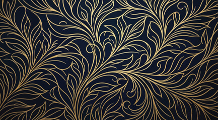 Elegant gold floral pattern on dark blue background © S.Siam