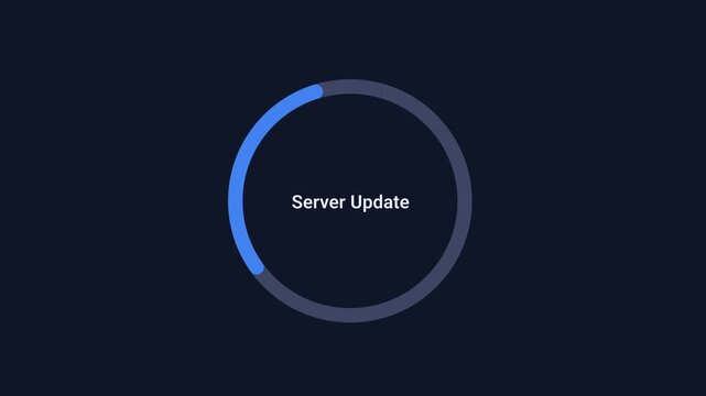 Animated server update indicator with smooth circular motion on a dark background. Ideal for server maintenance, system upgrades, infrastructure management, deployment workflows, and technology interf