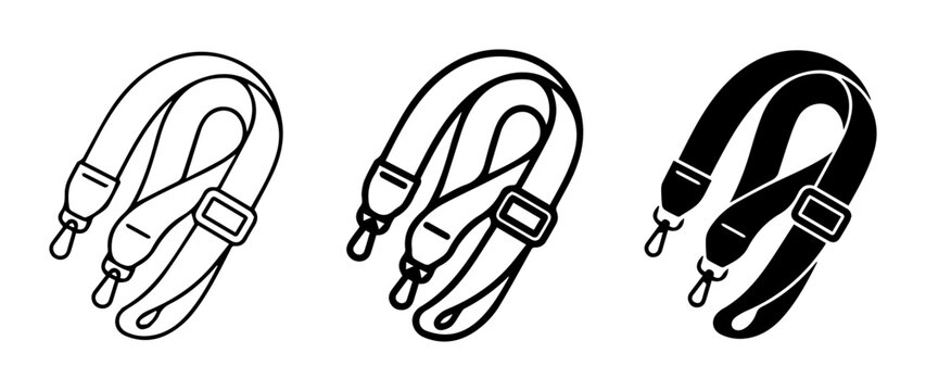 Strap linear icon set bag strap, camera strap, UI and web interface design