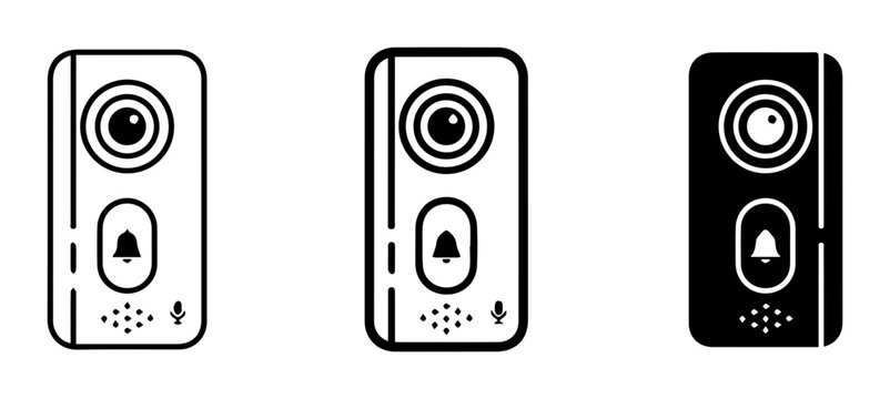3 doorbell camera linear icon set, UI and web interface design