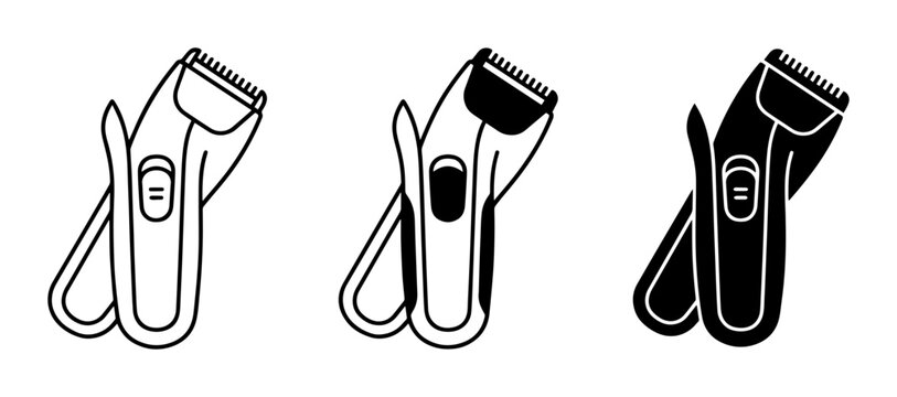 3 Hair Clippers linear icon set, UI and web interface design