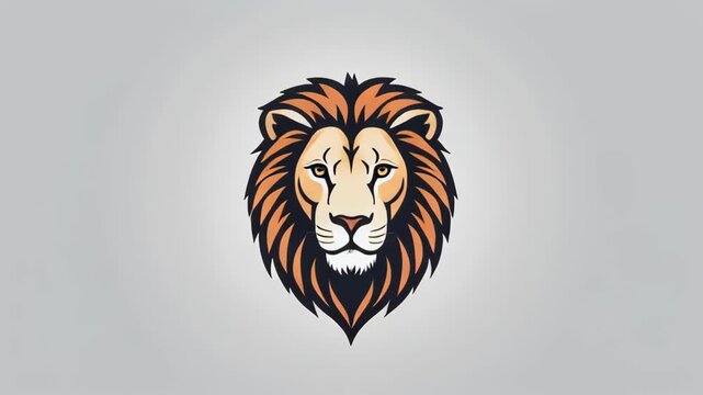 Regal lion head mascot logo with flowing mane.
