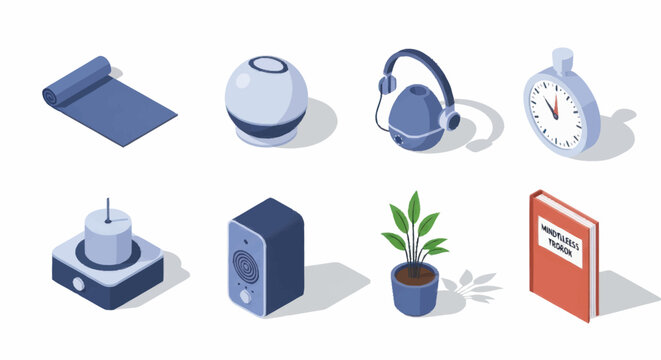 Collection of isometric objects for everyday life and work.