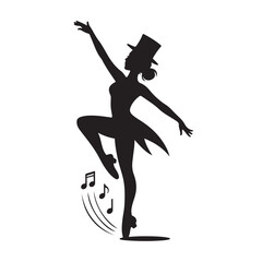 Black silhouette of woman dancing with musical notes © Mahfujur Riyad