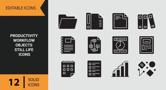 Productivity Workflow Management Tools and Task Organization Icons