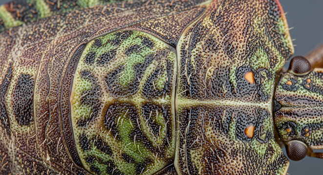 Macro insect's shell: Detailed, natural textures and patterns