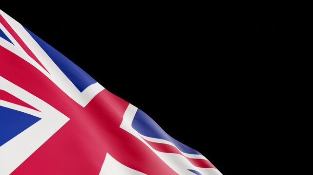 United Kingdom Flag Waving with Alpha Channel Transparent Background