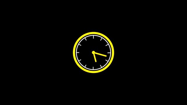 Clock Animation Video. clock icon with moving arrows in 12 hour loop 4K.