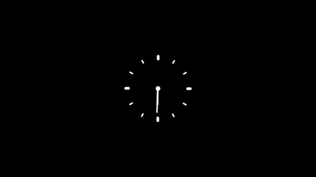 Clock icon flat style 24 hours day fast speed with moving timer clock rotation. Clock spinning, watch animation on transparent background with alpha channel.
