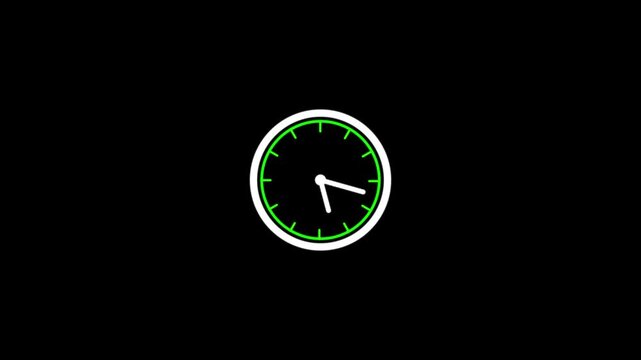 Clock Animation Video. clock icon with moving arrows in 12 hour loop 4K.