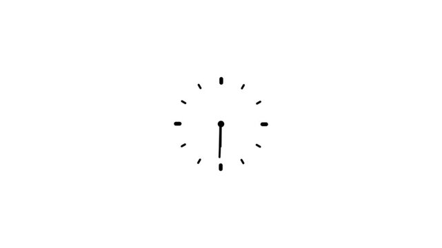 Clock icon flat style 24 hours day fast speed with moving timer clock rotation. Clock spinning, watch animation on transparent background with alpha channel.