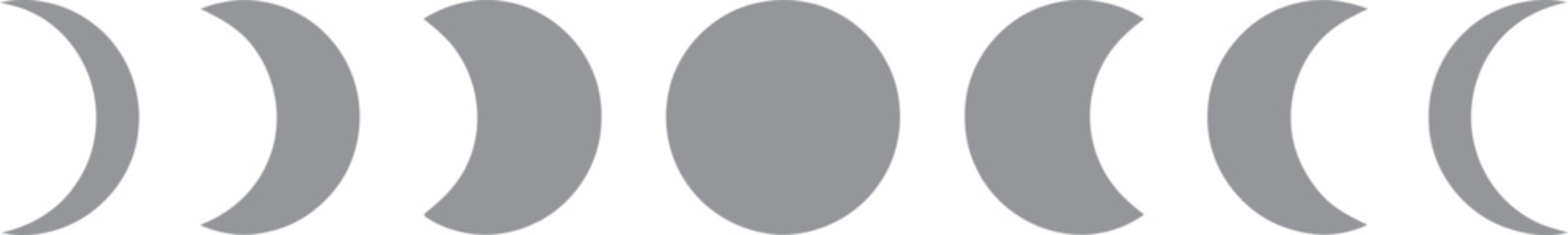 Grey Lunar Cycle Progress Graphic from New Moon to Full Moon