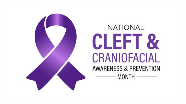 Motion graphic of Juvenile Arthritis Awareness Month. Purple ribbon animation promoting Left and Unification Craniofacial Awareness and Prevention Month. Healthcare motion graphic design.