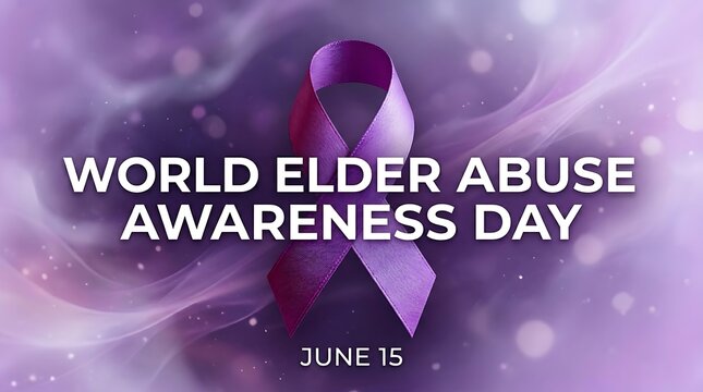 World elder abuse awareness day purple ribbon with soft background for june fifteen campaign