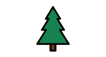 Obraz premium A simple flat vector illustration of a green evergreen tree on a white background