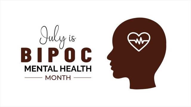 BIPOC mental wellness motion graphic encouraging inclusion and emotional wellbeing. Mental health awareness animation featuring supportive hands and brain illustration.