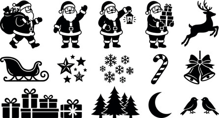 Christmas Santa Claus Reindeer Holiday Icons Set © MD ASADUZZAMAN